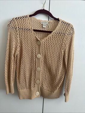 Banana Republic Open-Knit Cream Button Cardigan